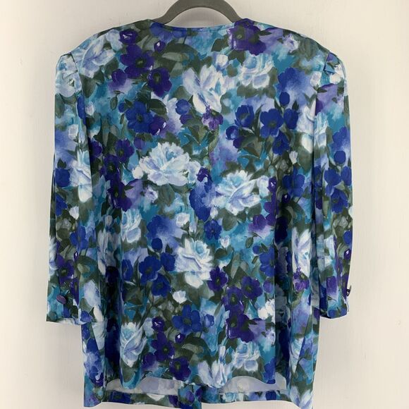 Vtg Tabby II Womens 20 Button Up Blouse‎ Multicolor Floral Artsy Watercolor USA - Picture 8 of 9
